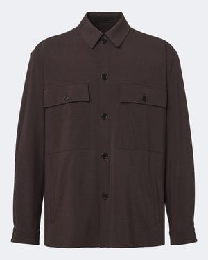 Giorgio Armani Wool And Silk-Blend Shirt - Brown