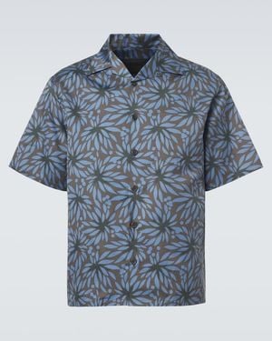 Prada Printed Cotton And Silk Bowling Shirt - Blue