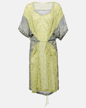 Dries Van Noten Printed Georgette Minidress - Green