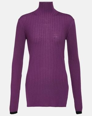 Plan C Ribbed-Knit Wool Jumper - Purple
