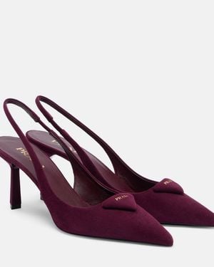 Prada Suede Slingback Pumps 75 - Purple