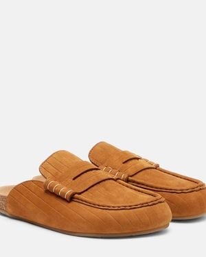 JW Anderson Stitch Suede Mules - Brown