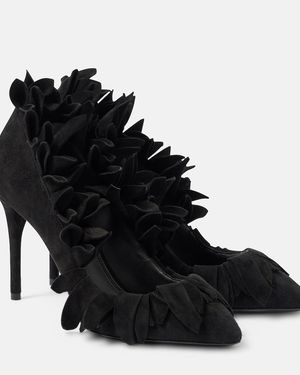 Alaïa Petal Ruffled Suede Court Shoes - Black
