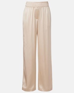 Brunello Cucinelli Silk-Blend Satin Wide-Leg Pants - Natural