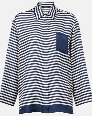Max Mara Maya Striped Silk Shirt - Blue