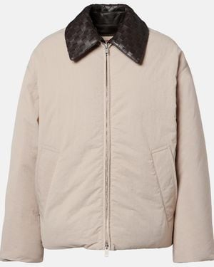 Bottega Veneta Intrecciato Leather-Trimmed Down Jacket - Natural