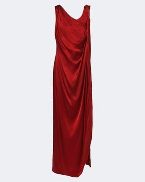 Maison Margiela Draped Satin Maxi Dress - Red