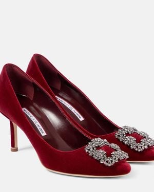 Manolo Blahnik Hangisi 70 Embellished Velvet Court Shoes - Red