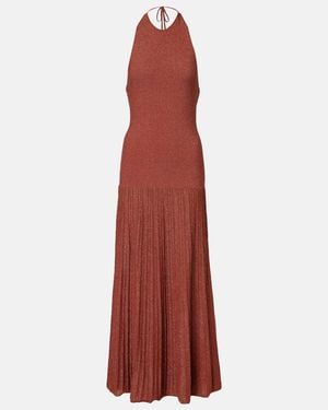 Faithfull the Brand Plisse Halterneck Cotton-Blend Maxi Dress - Red