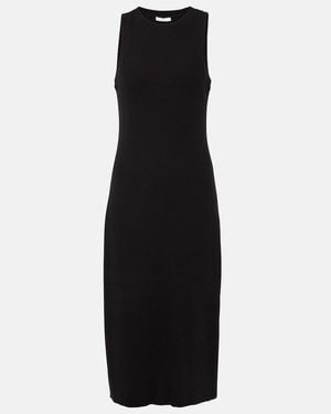Vince Ribbed-Knit Jersey Midi Dress - Black