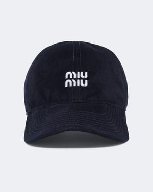 Miu Miu Logo Velvet Baseball Cap - Blue