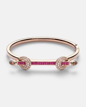 ANANYA Armreif Chakra Icon Aus 18Kt Rosegold Mit Diamanten, Rubinen Und Quarz - Weiß
