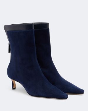 Manolo Blahnik Ankle Boots Zufavis Aus Veloursleder - Blau