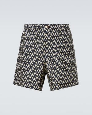 Valentino Toute La V Linen Bermuda Shorts - Grey