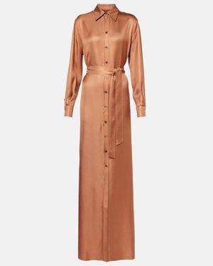 Tom Ford Belted Silk Twill Shirt Dress - Brown