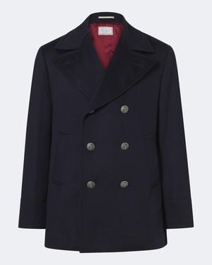 Brunello Cucinelli Virgin Wool Peacoat - Blue