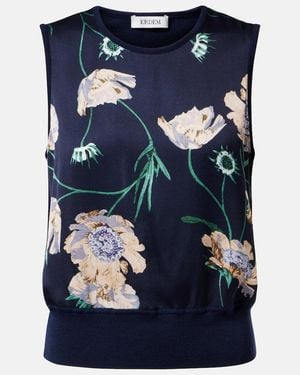 Erdem Floral Wool Jumper Vest - Blue
