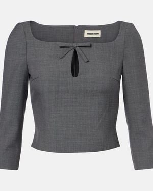 ShuShu/Tong Bow-Detail Cutout Top - Grey
