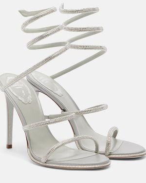 Rene Caovilla Cleo Embellished Satin Sandals - White