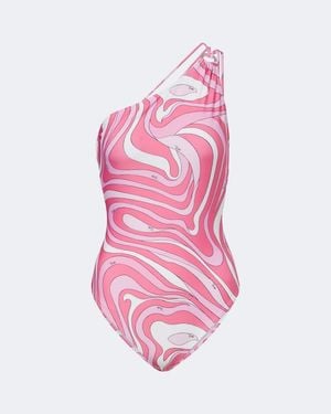 PUCCI Marmo One-Shoulder Swimsuit - Pink