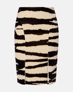 Nina Ricci Zebra-Print Cotton Pencil Skirt - Black