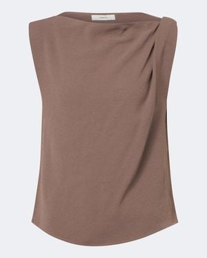 Vince Draped Crepe Top - Brown