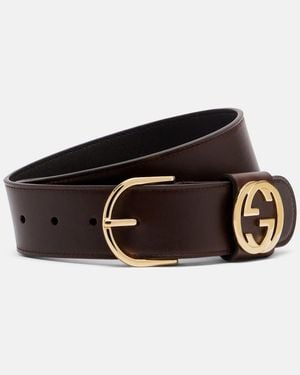 Gucci Guertel Interlocking G Aus Leder - Schwarz
