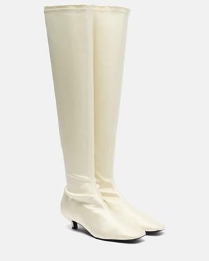 TOTEME Satin Knee-High Boots - White