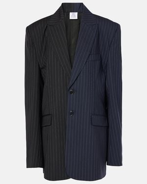 Vetements Pinstripe Wool Blazer - Blue