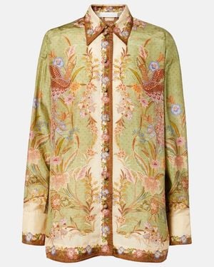 Zimmermann Indra Printed Silk Shirt - Metallic
