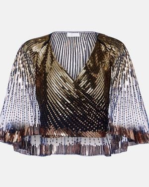 Rabanne Verziertes Cropped-Top - Blau