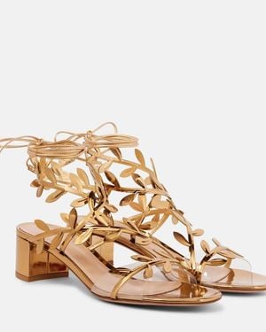 Gianvito Rossi Flavia Mirrored Leather Sandals - Metallic
