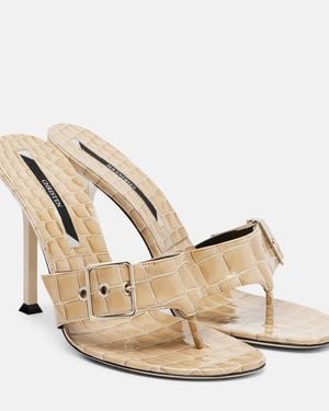 Christen Helix 95 Croc-Effect Patent Leather Mules - Natural