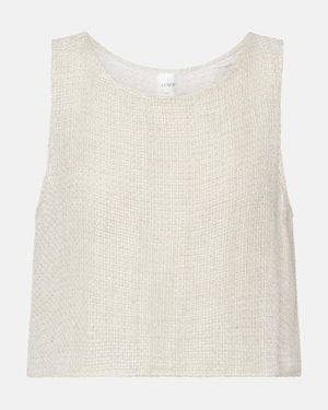Leset Stella Sequined Linen-Blend Tank Top - White