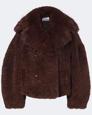 Ganni Teddy Peacoat - Brown