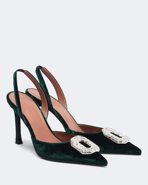 AMINA MUADDI Camelia Embellished Velvet Slingback Pumps - Black