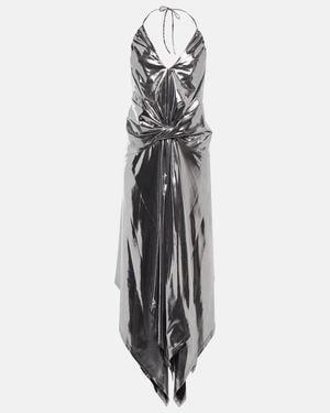 Alexandre Vauthier Halterneck Metallic Midi Dress - White