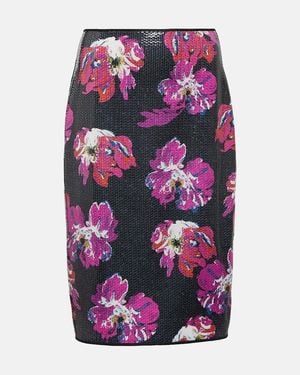 Diane von Furstenberg Miko Painted Blossom Sequin Skirt 10 - Multicolour