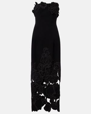 LEO LIN Rayna Floral-Applique Midi Dress - Black