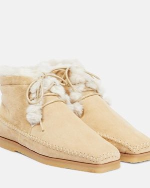 TOTEME Lace-Up Suede Moccasins - Natural