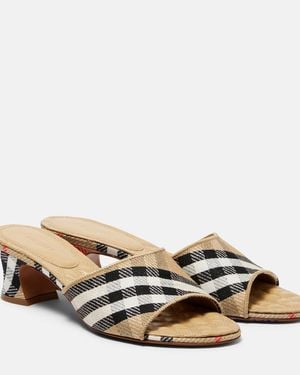 Burberry Sloane 45 Check Mules - Metallic