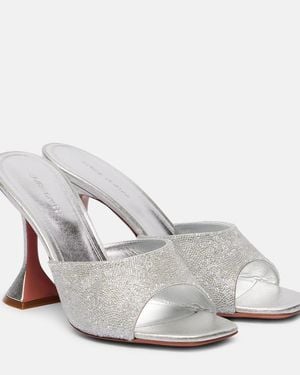 AMINA MUADDI Lupita 95 Embellished Leather Mules - White