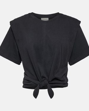 Isabel Marant Zelikia Gathered Cotton Crop Top - Black