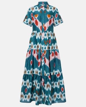 Erdem Bedrucktes Hemdblusenkleid Aus Baumwolle - Blau