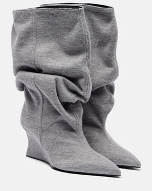Balmain Draped Ankle Boots - Gray