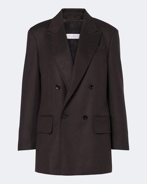Max Mara Double-Breasted Camel Hair Blazer - Black