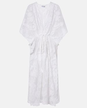 Juliet Dunn Caftan Semitransparente De Algodon Bordado - Blanco
