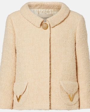 Valentino Embellished Wool-Blend Tweed Jacket - Natural