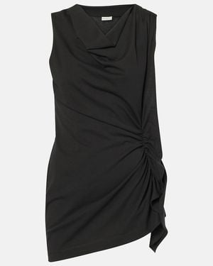 Dries Van Noten Draped Cotton Jersey Top - Black