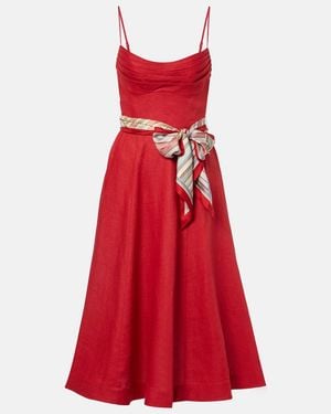 Zimmermann Rebellion Tuck Midi Dress - Red